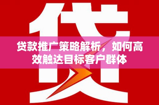 罗城贷款推广策略解析，如何高效触达目标客户群体