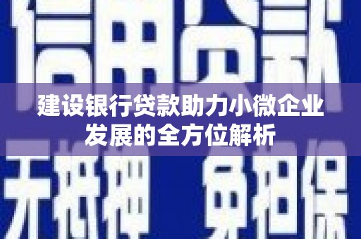 黄大仙建设银行贷款助力小微企业发展的全方位解析