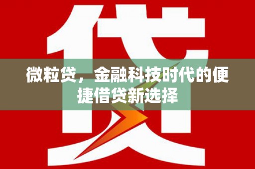 八里微粒贷，金融科技时代的便捷借贷新选择